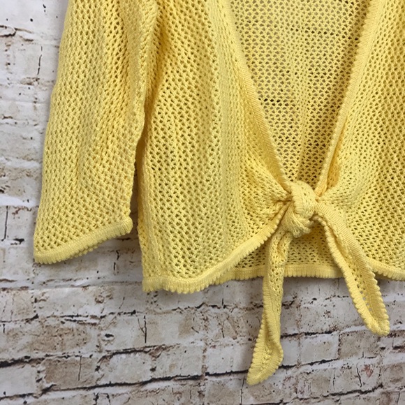 Christopher & Banks Yellow Tie Front Knit Top L - Picture 2 of 6